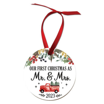 'Our First Christmas as Mr. & Mrs.' Ornament - Truck