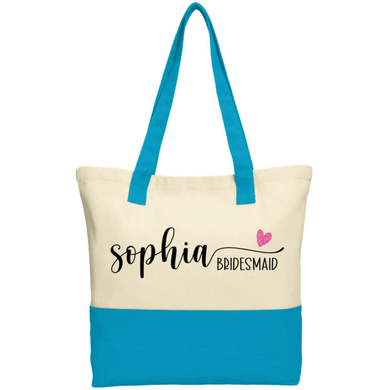 2-Tone Bridal Party Tote Bag with Name & Title