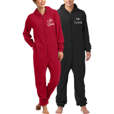 Mr. & Mrs. Embroidered Adult Onesie Set