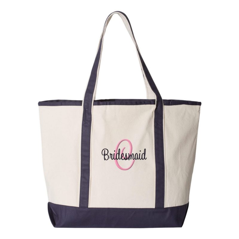 Canvas Tote Bag with Name & Initial - Personalized Brides