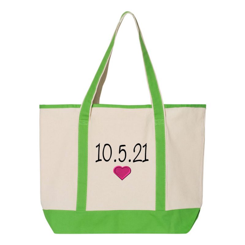 Personalized Bride Tote Bag with Date & Heart