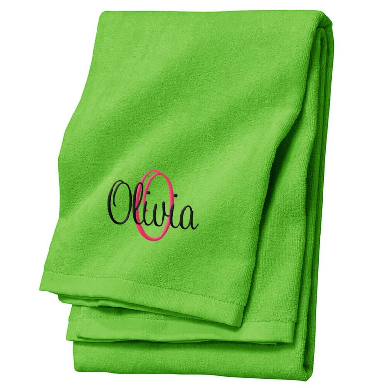 Personalized Velour Beach Towel with Name and Initial