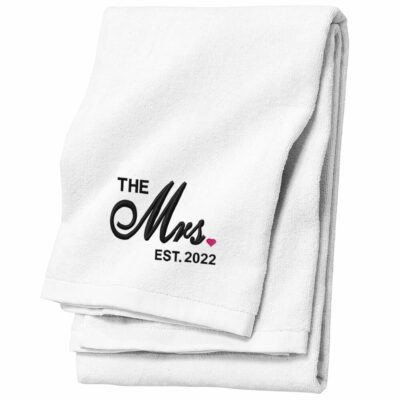 Embroidered "The Mrs." Bride Beach Towel