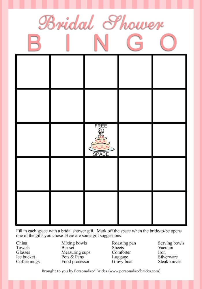 Bridal Shower Bingo - Pink Stripe