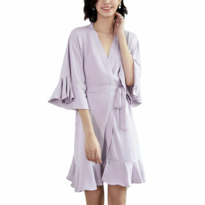 Ruffle Satin Robe - Blank