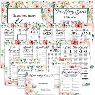 Blush Floral Printable Bridal Shower Games Premium Bundle with Bonuses