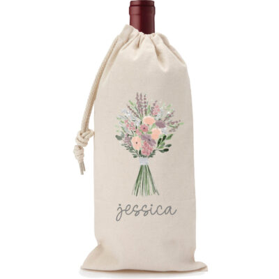 Custom Wine Bag with Name and Bouquet