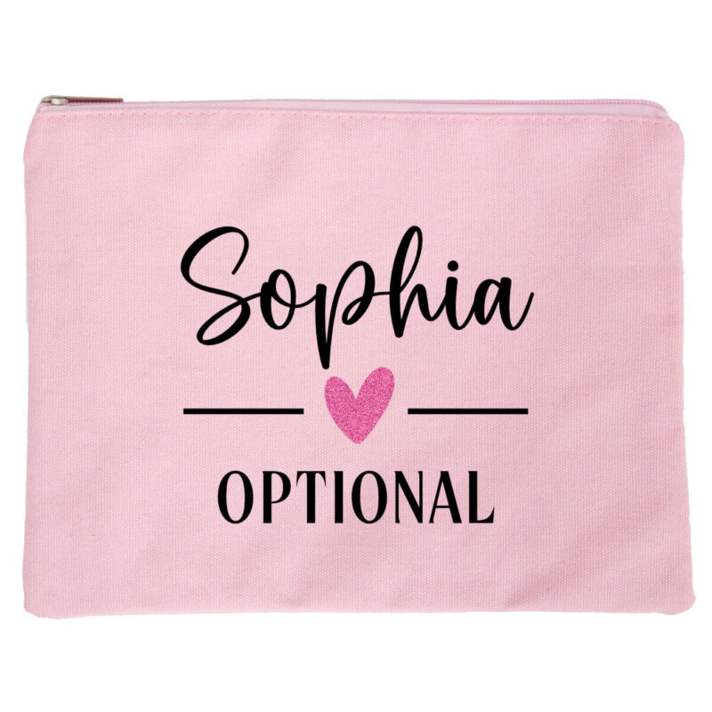 Canvas Makeup Pouch with Name & Optional Wording