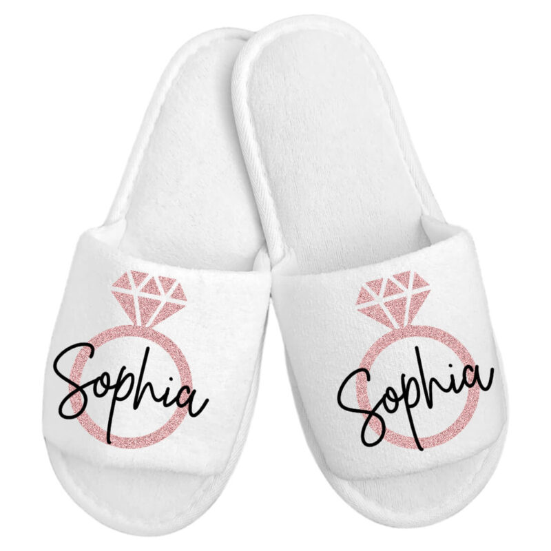 Velour Slippers with Name & Ring