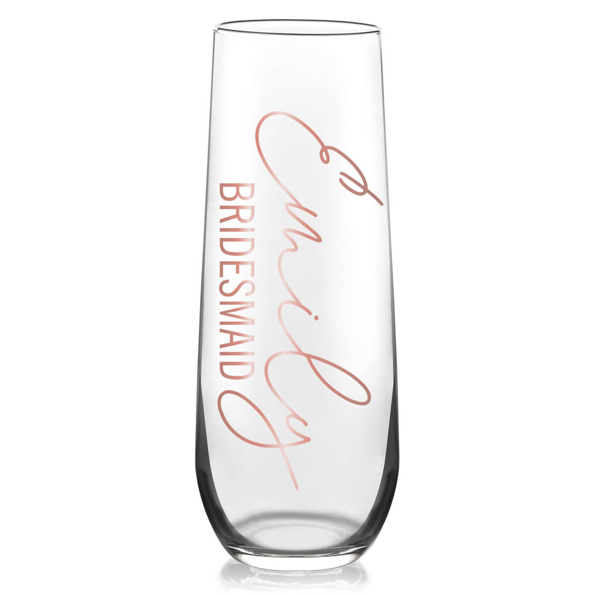 Stemless Champagne Flute with Name & Title - Personalized Brides