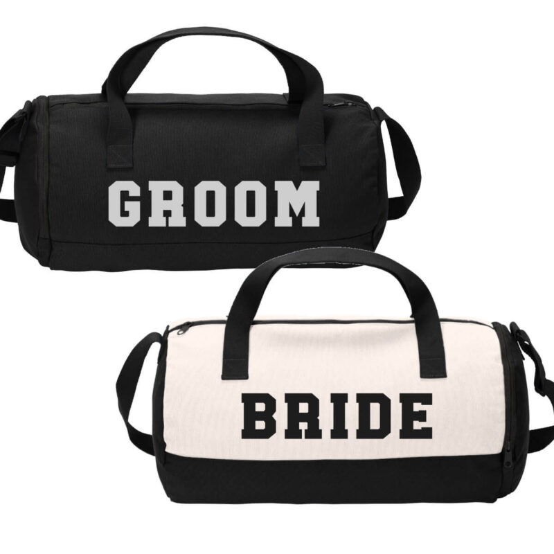 Bride and Groom Barrel Duffel Bag Set