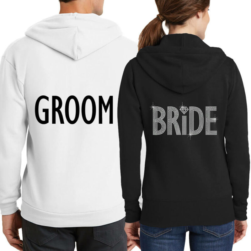 Personalized Full-Zip Bride & Groom Hoodie Set (Back)
