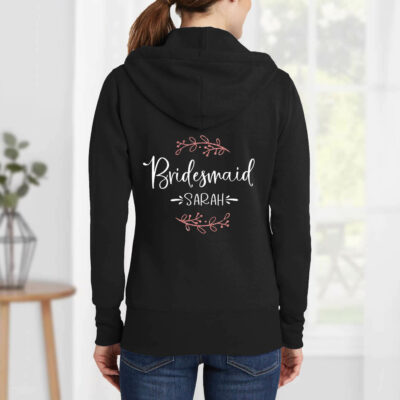 Full-Zip Bridesmaid Hoodie with Name & Branches - Lifestyle