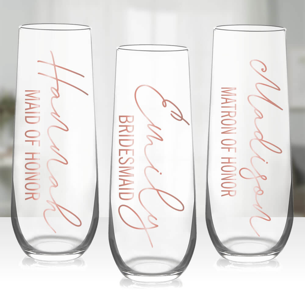 Bride and Bridesmaid Champagne Flutes