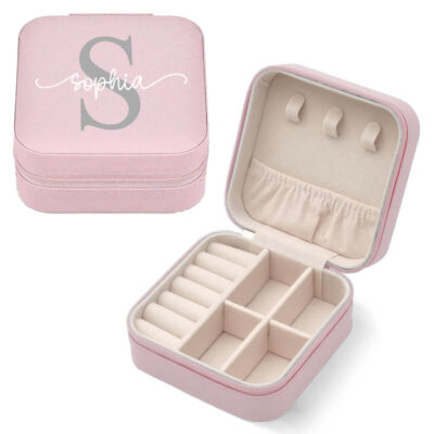 Travel Jewelry Box with Name & Initial