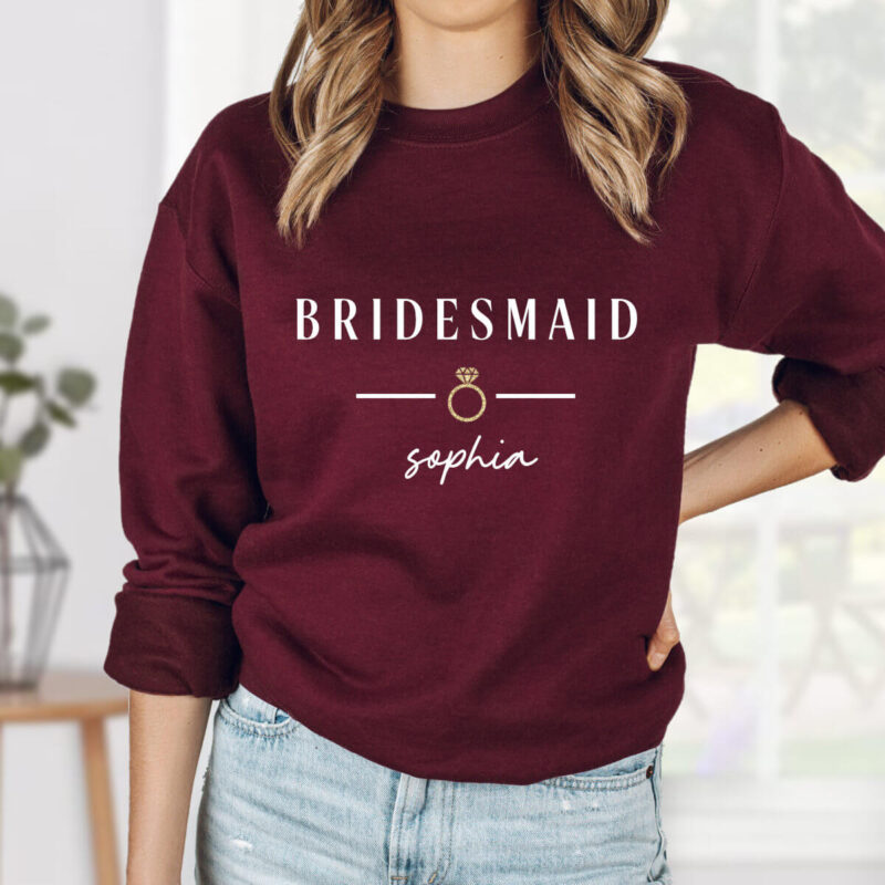 Bridesmaid Sweatshirt with Name & Ring - Model
