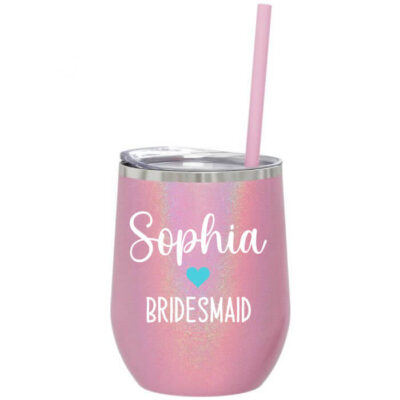 Bridesmaid Wine Tumbler with Name and Title