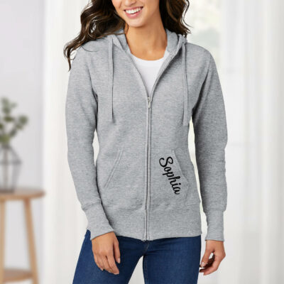 Bridal Party Zip Hoodie with Pocket Name - Lifestyle