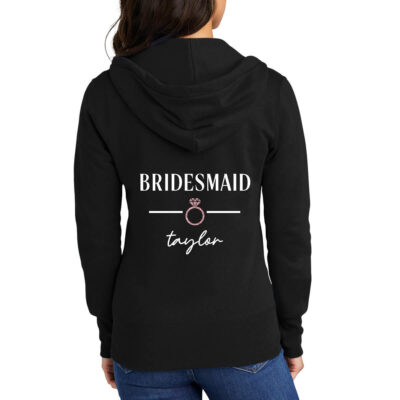 Full-Zip Bridesmaid Hoodie with Name and Ring