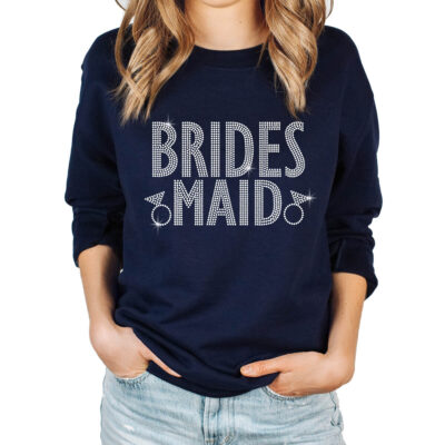 Rhinestone Bridesmaid Sweatshirt - Block