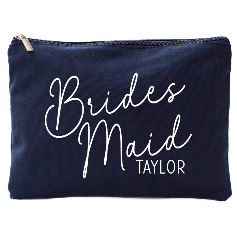 Bridal Party Canvas Cosmetic Pouch with Name