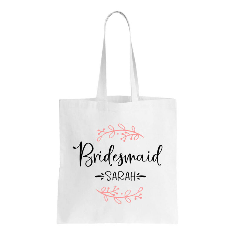 Canvas Bridesmaid Tote Bag with Name & Branches