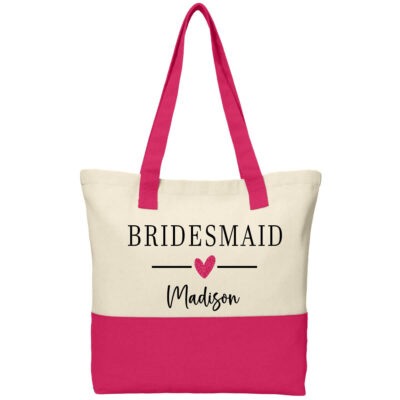 Bridal Party 2-Tone Tote Bag with Name