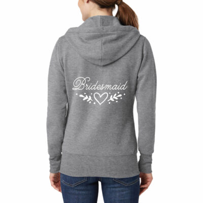 Bridesmaid Full-Zip Hoodie with Heart Laurel