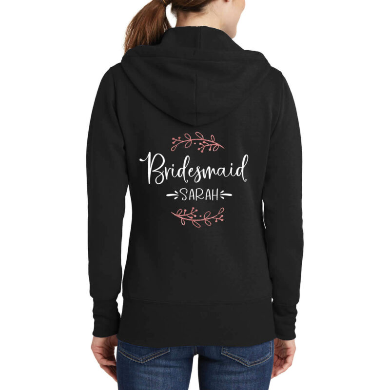 Full-Zip Bridesmaid Hoodie with Name & Branches