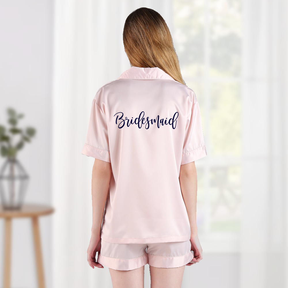 Button-up Bridal Party Pajama Set with Name - Personalized Brides