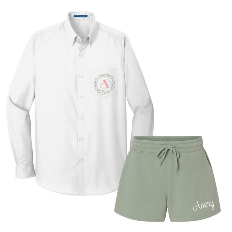 Create Your Own Button-Down Men's Shirt & Shorts Set - Name & Heart