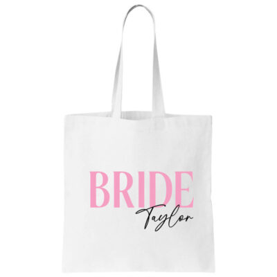 Canvas Bride Tote Bag with Name