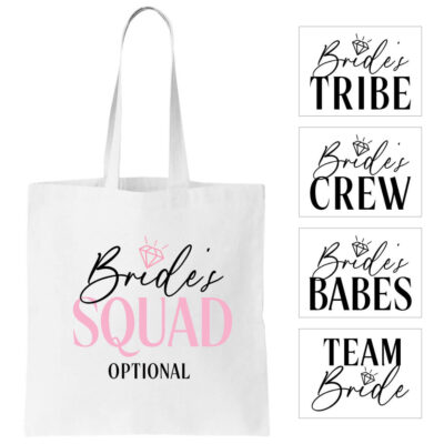 Personalized Wedding Canvas Gift Tote Bags, Bride Tribe