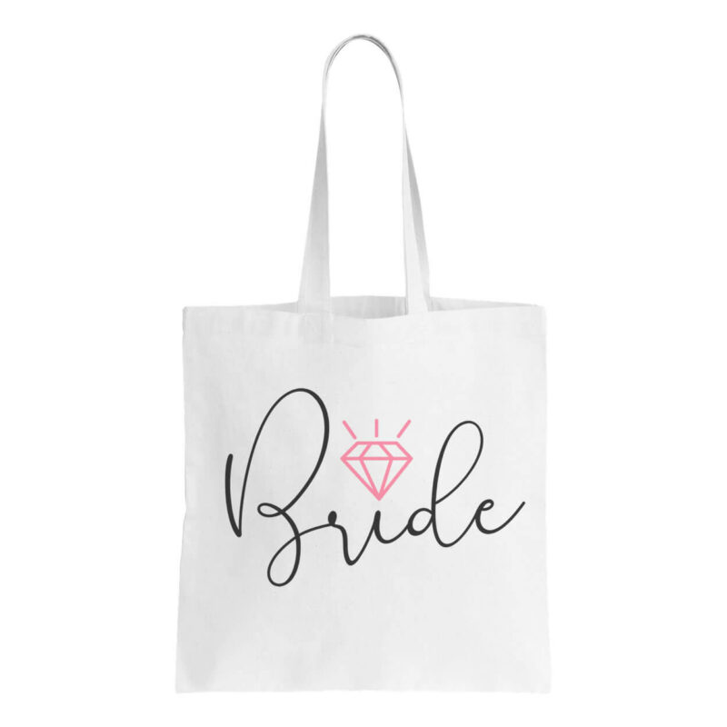 Canvas Bride Tote Bag with Diamond