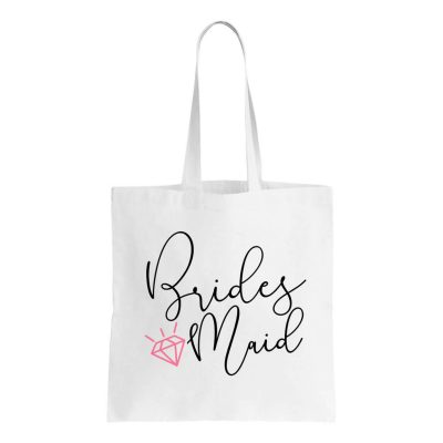 Canvas Bridesmaid Tote Bag with Diamond