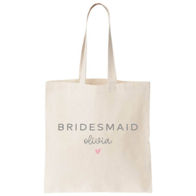 Bridesmaid Canvas Tote Bag with Name