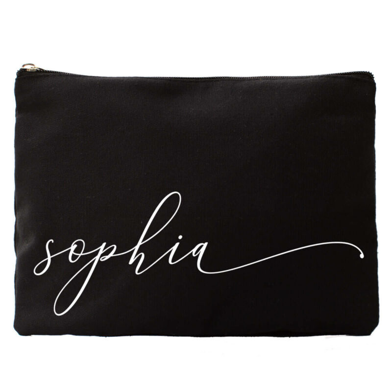 Canvas Cosmetic Pouch with Lowercase Name