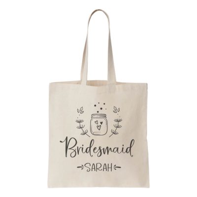 Bridal Party Canvas Tote Personalized with a Stylized Name