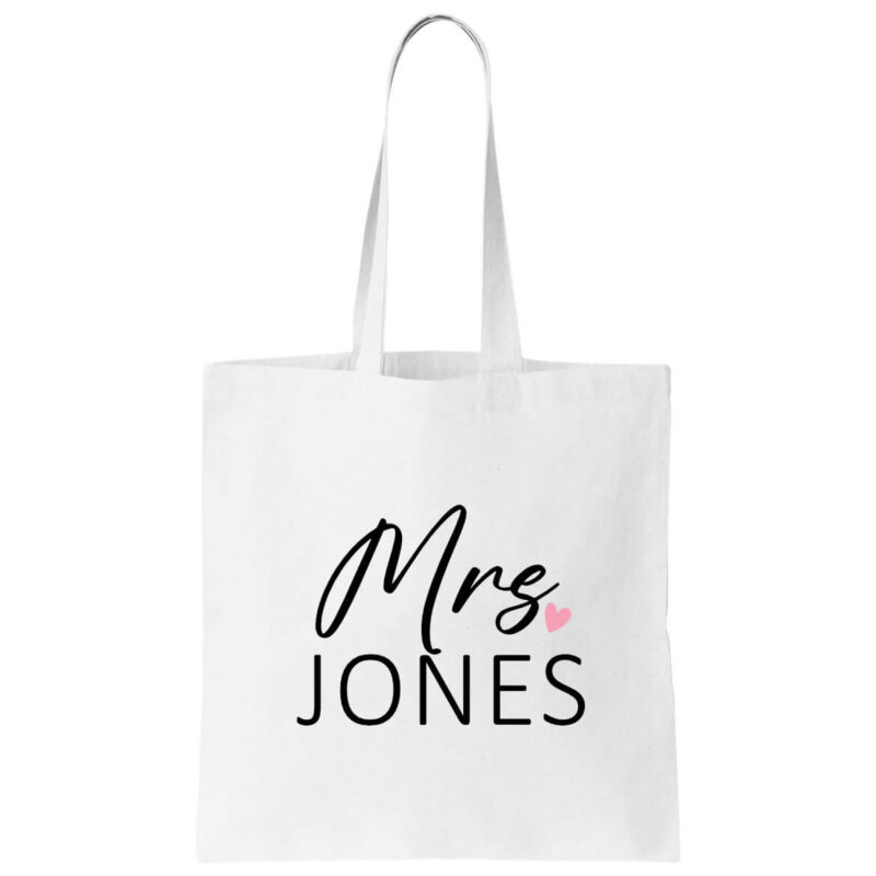 "Mrs." Canvas Tote Bag with Date