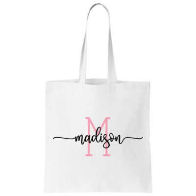 Personalized Canvas Tote Bag with Name & Initial