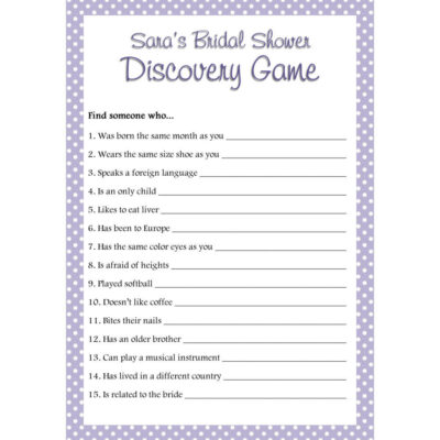 Personalized Printable Bridal Shower Discovery Game - Polka Dots