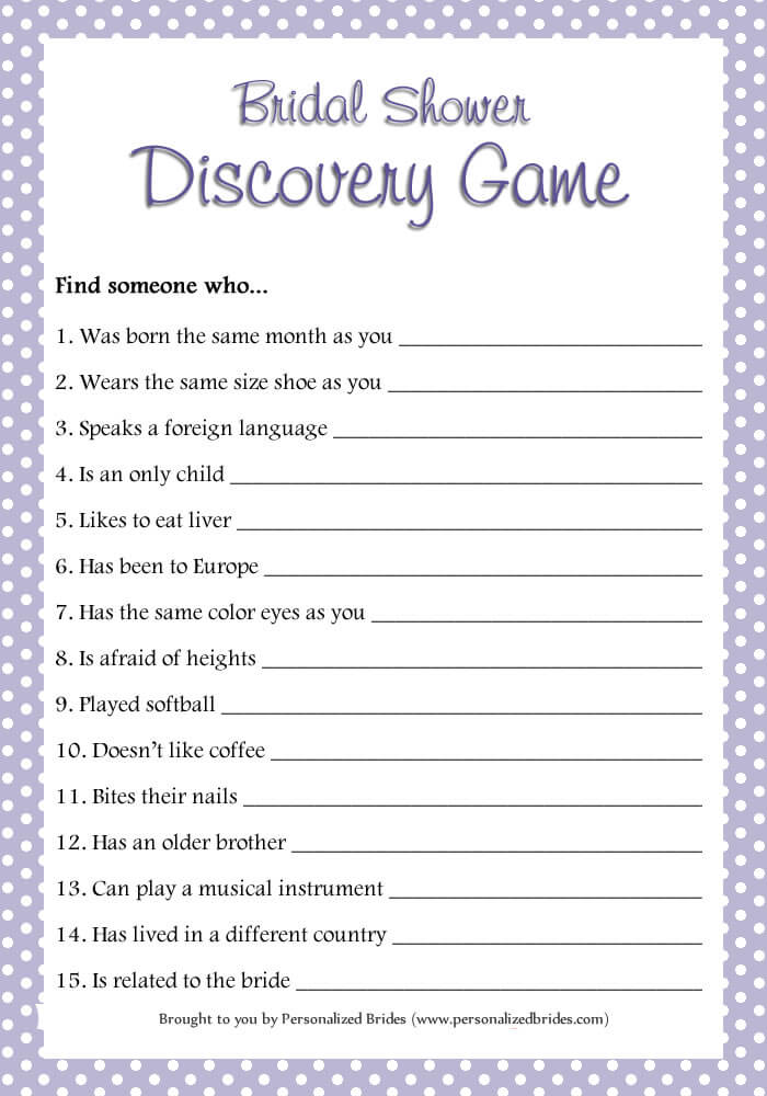 Bridal Shower Discovery Game - Polka Dots