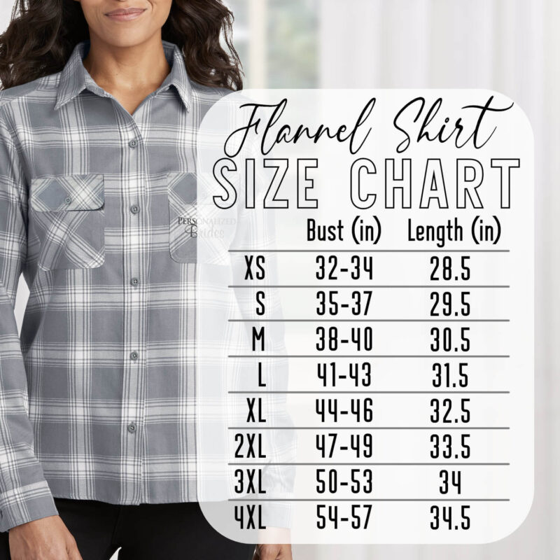 Flannel Shirt Size Chart