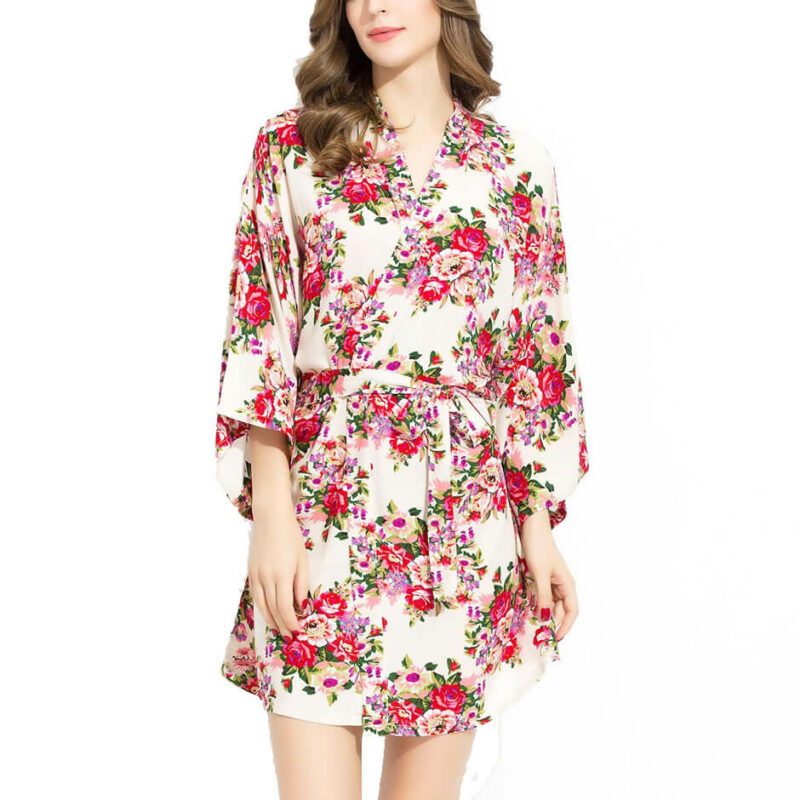 Silky Cotton Floral Robe - Blank