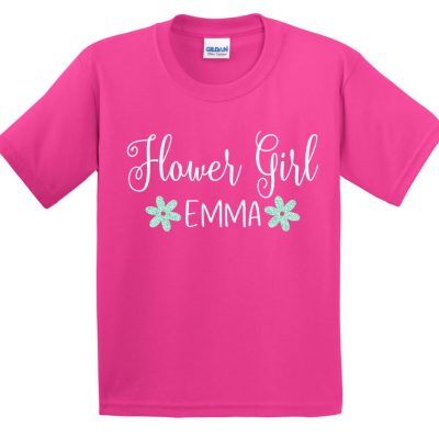 Flower Girl Glitter Shirt with Name