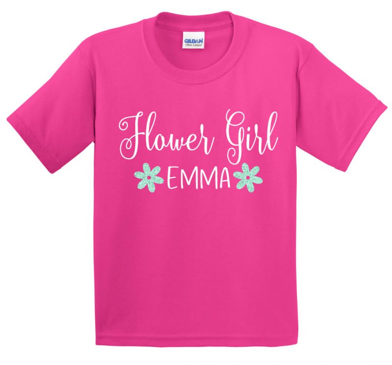 Flower Girl Glitter Shirt with Name