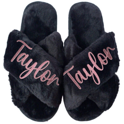 Fuzzy Slippers with Name