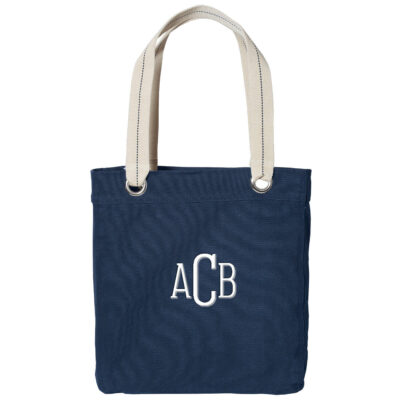 Personalized Grommet Bridal Party Tote Bag with Monogram