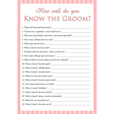 Personalized Printable How Well Do You Know The Groom Game - Stripes