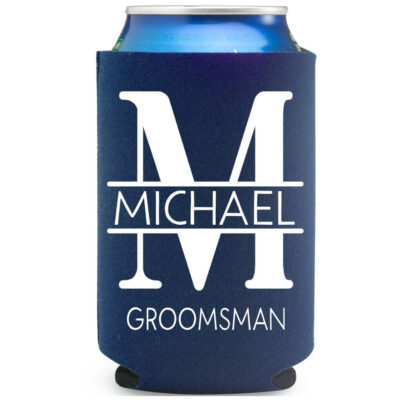 Personalized Groomsman Koozie with Name and Initial